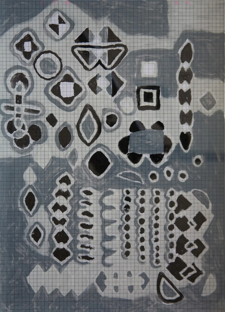 X,Y,Z Mundi | Tina Douglas | Detail | Each acetate panel 297 X 420cm, installation dimensions variable | Paint on acetate, magnets | 2012
