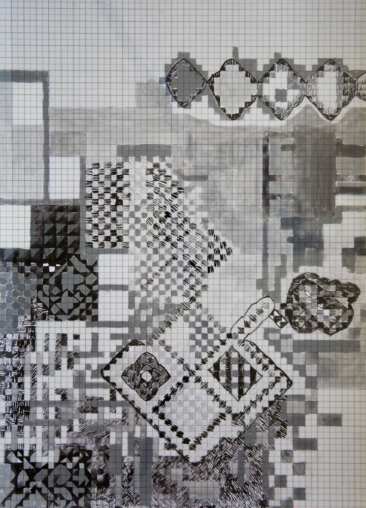 X,Y,Z Mundi | Tina Douglas | Detail | Each acetate panel 297 X 420cm, installation dimensions variable | Paint on acetate, magnets | 2012