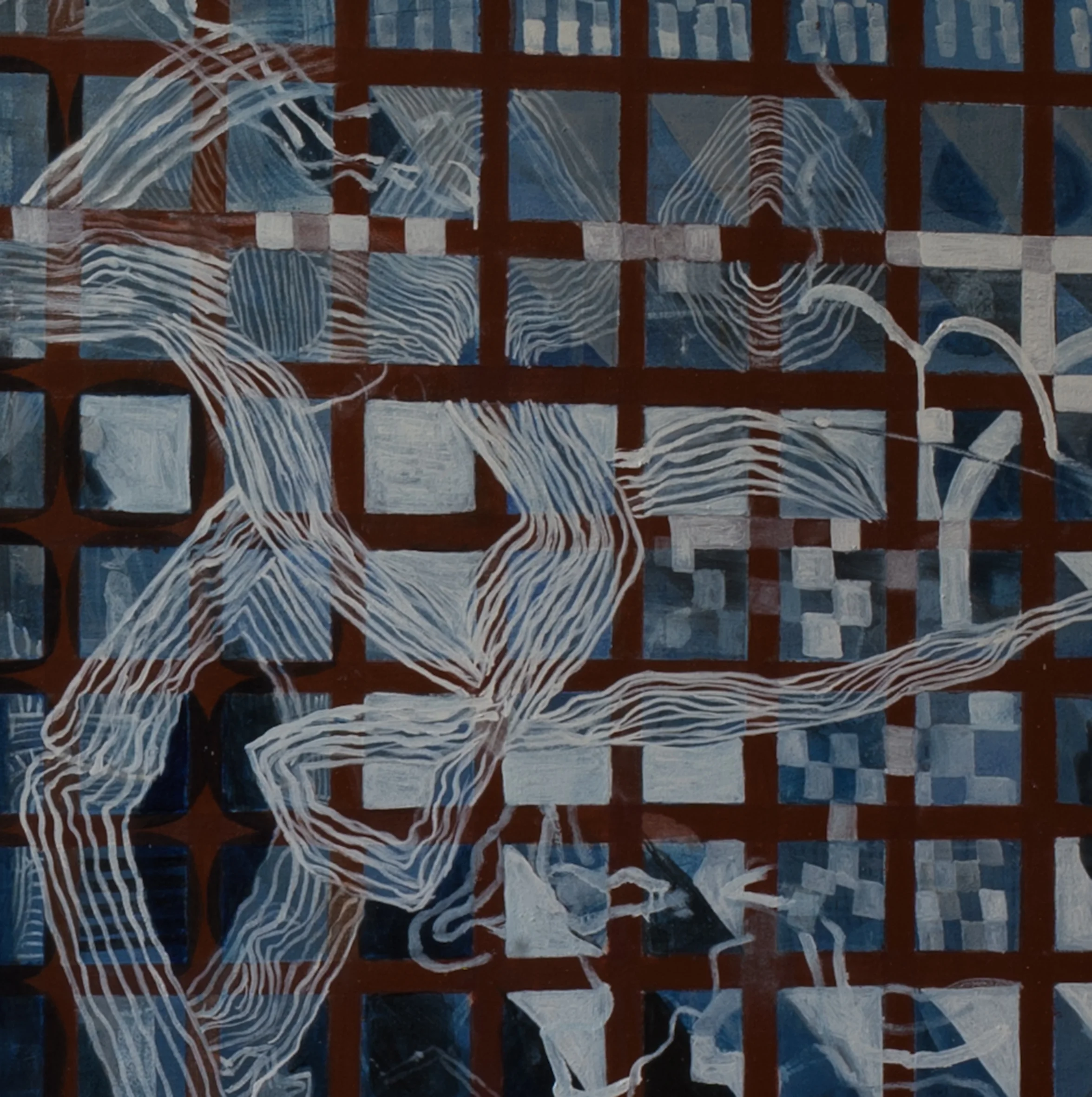 (detail) interruption wink, Oil and tempera on linen 150 x 300 cm 2014-2015