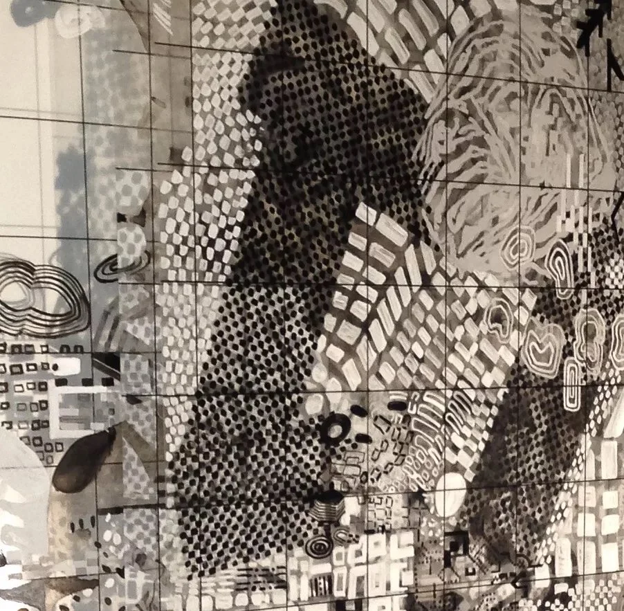Tina Douglas experiment I (detail) 2014-16 Acrylic on printed acetate grids. Lightbox. Dimensions variable.
