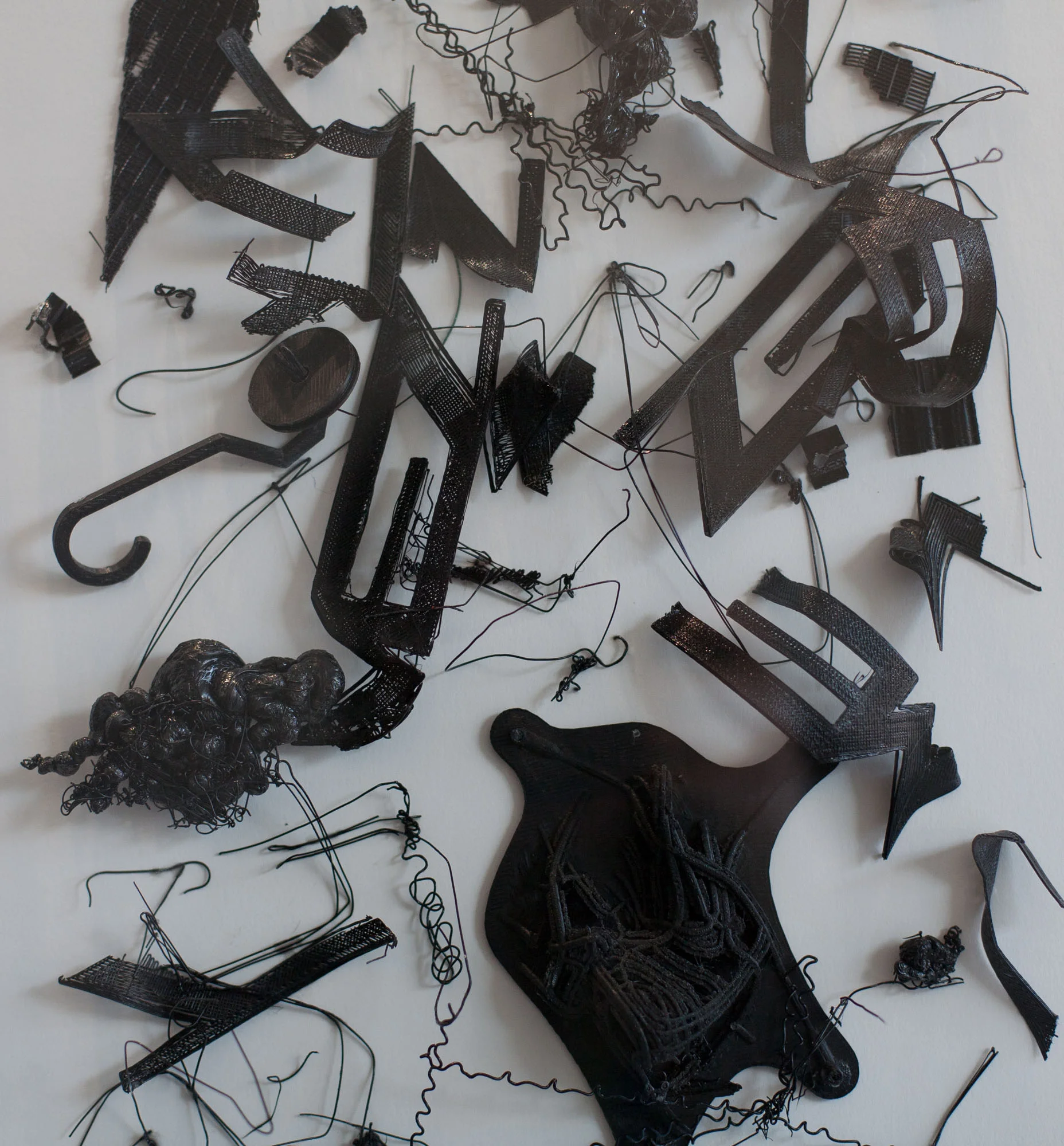 Tina Douglas, grating 2019, 3D printed plastic errors on ragboard, 37.6 x 28.5 x 6 cm with acrylic box (detail)