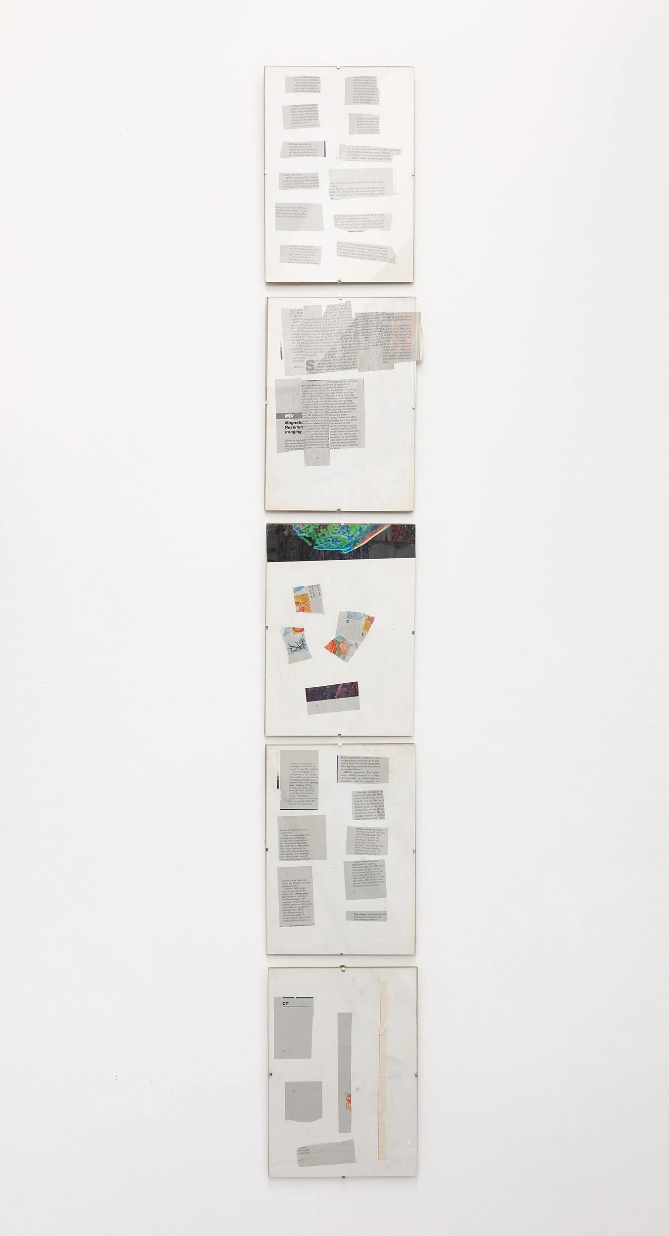 'cut up' 1993, Scientific American pages, paper, clip frame, 29.7 x 21 cm