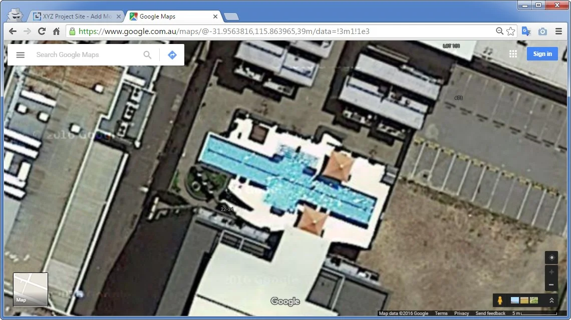 Corresponding satellite view.