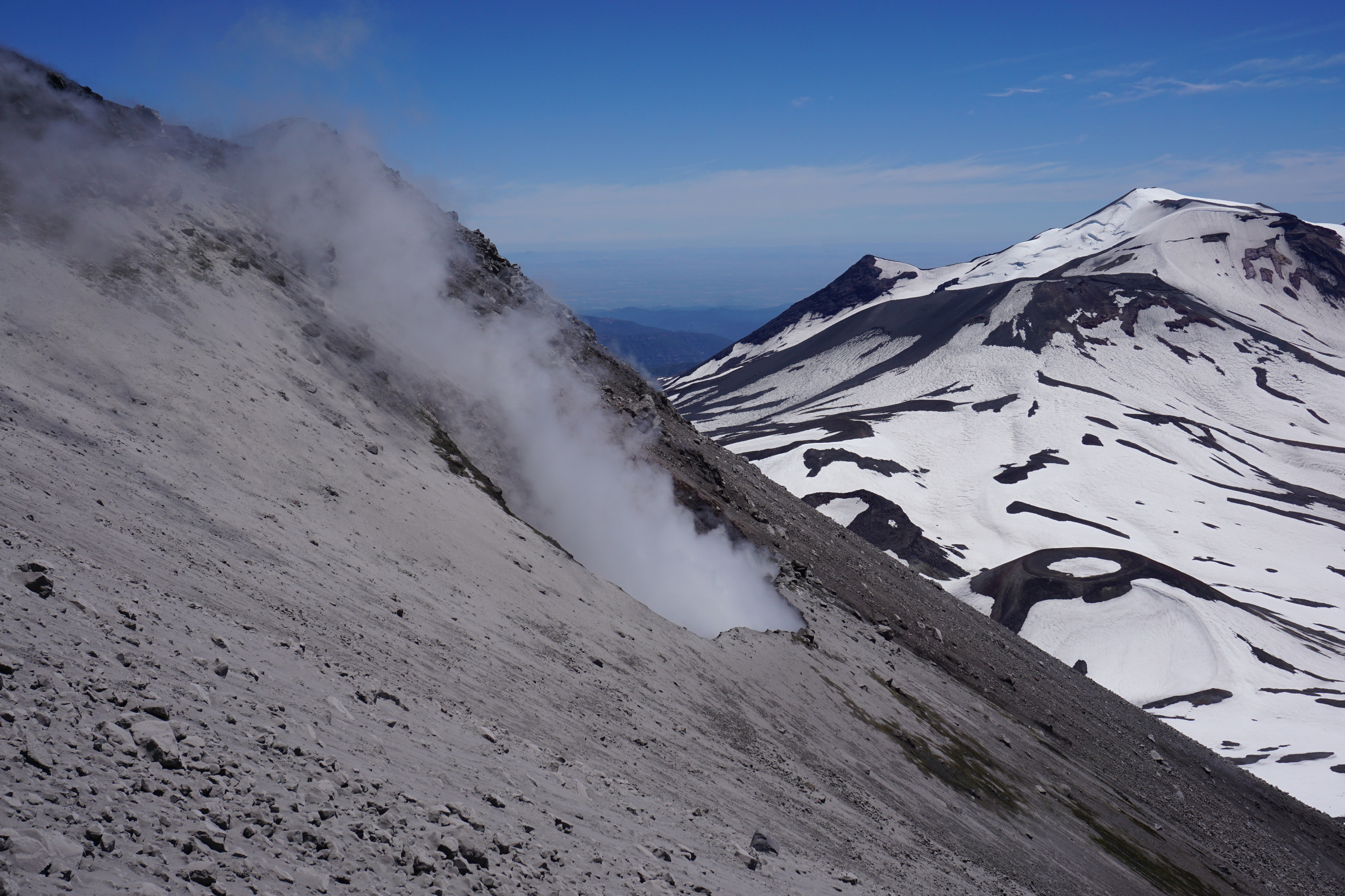 A newborn crater -- shown 4 days old. The slope is steeper than it looks!