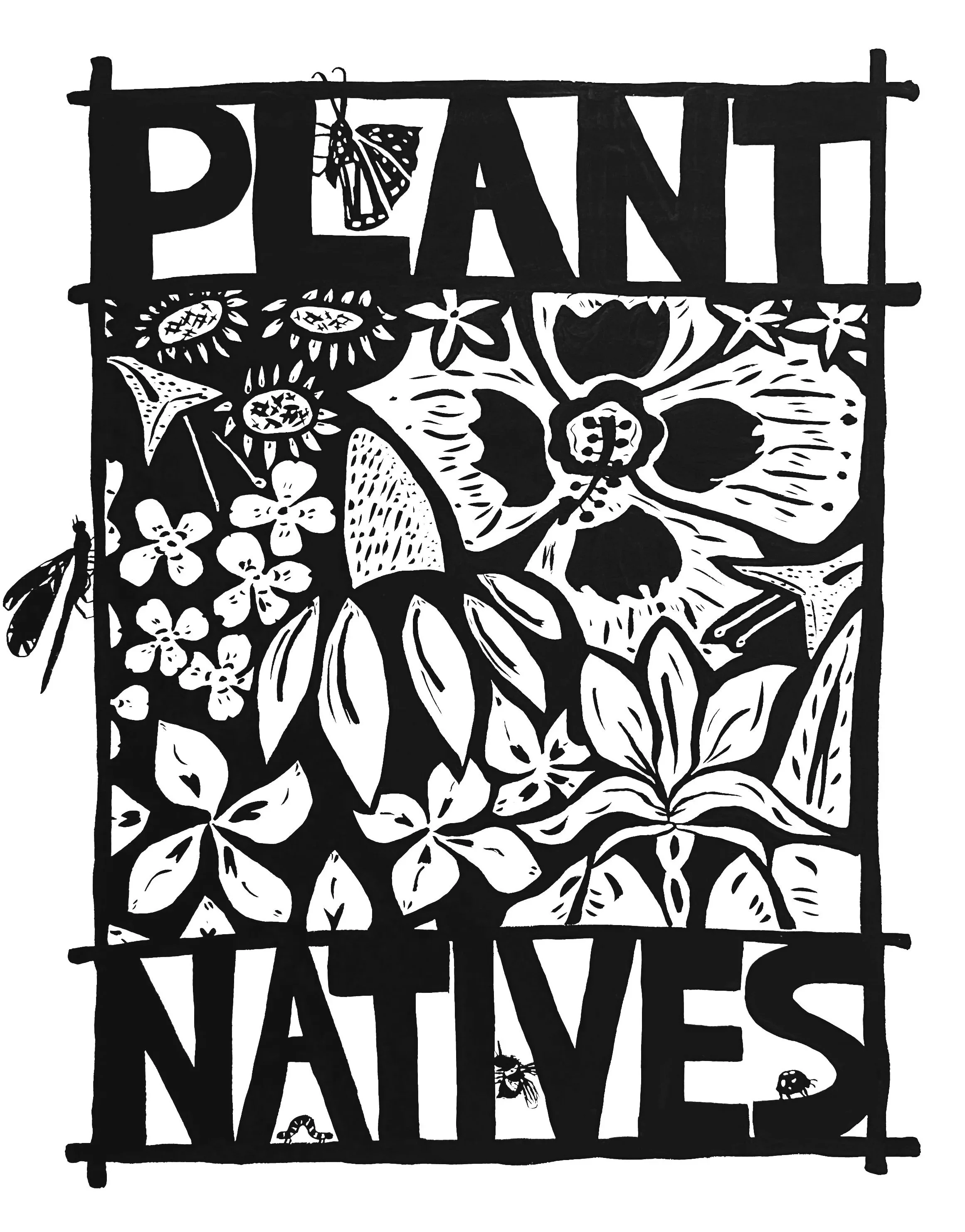    Plant Natives poster  , 2025. Gouache on paper. 32”H x 24”W. NFS 