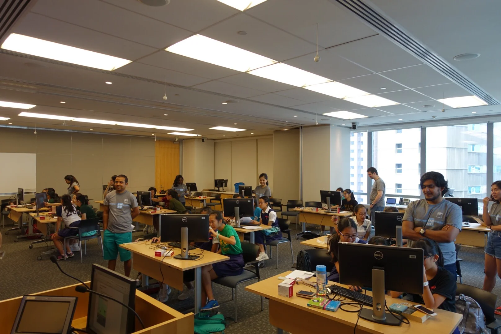 Girls hard at work while the team from Goldman Sachs watched over their progress