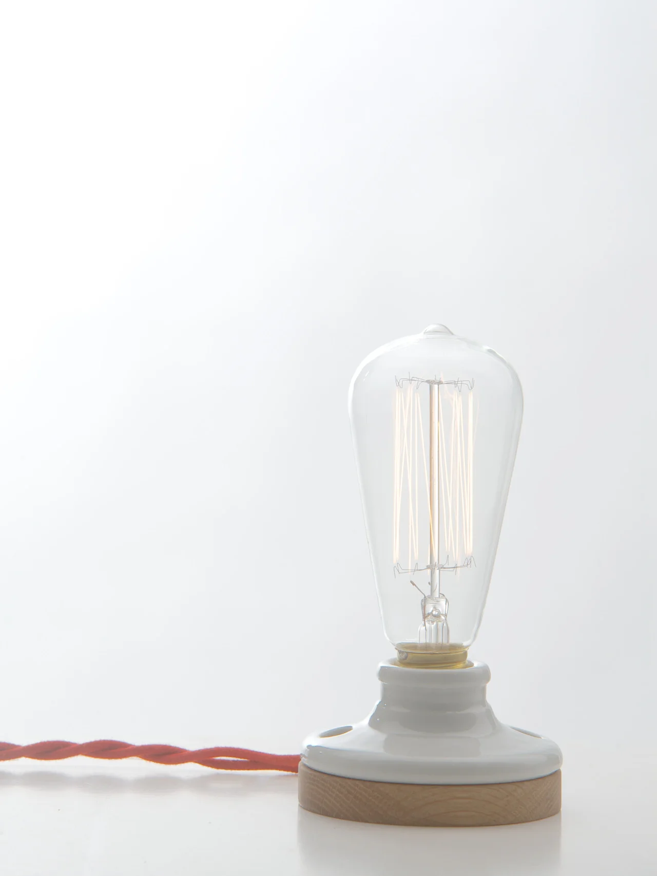 Introducing one of our new lamps this week at DesignMarch in Iceland, the handcrafted Oak & Porcelain Lamp.