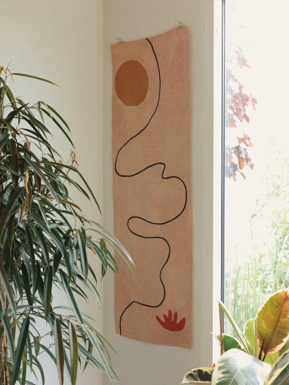 Naturally Dyed Linen Wall Hanging- River