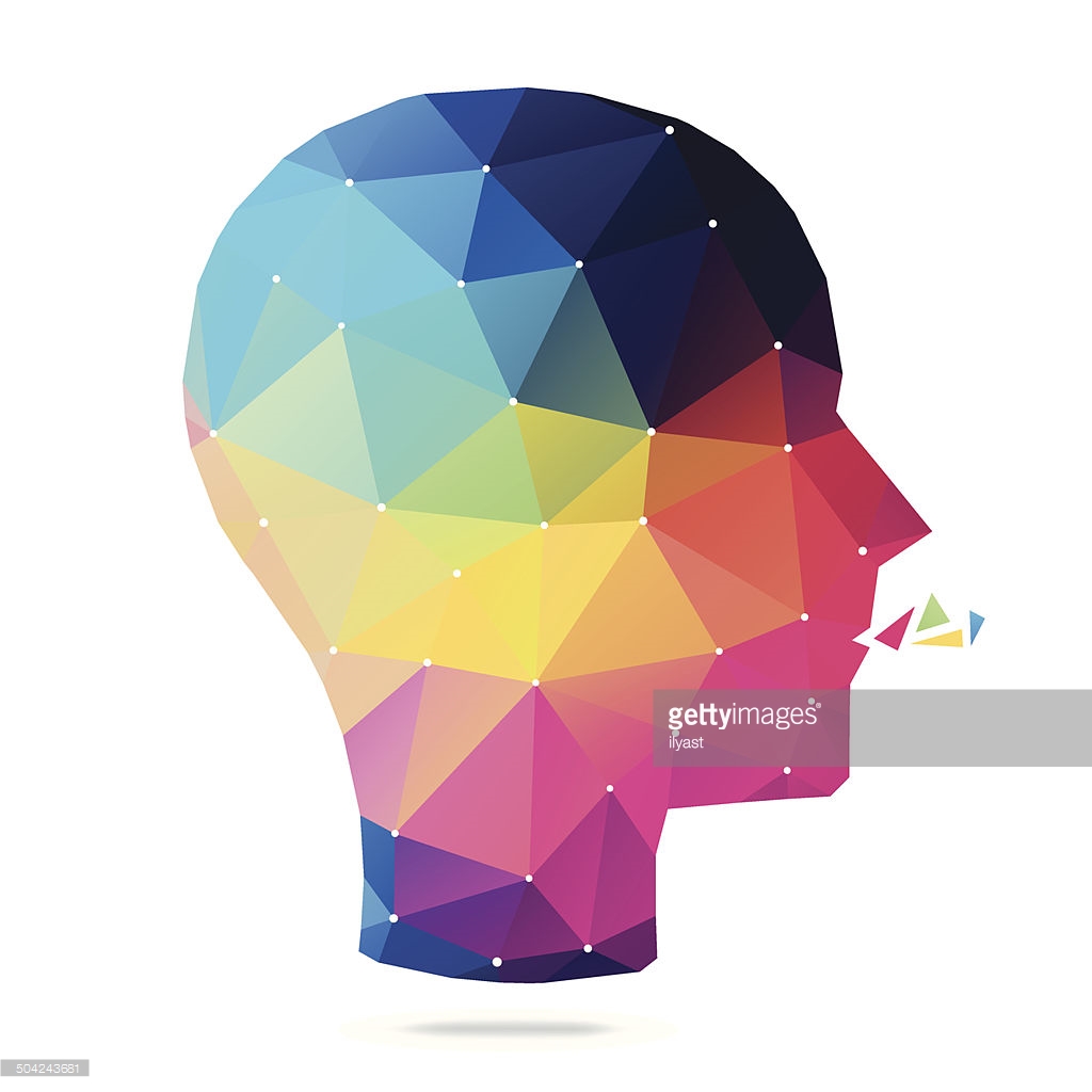 @Getty, Human head from profile polygonal geometric figure