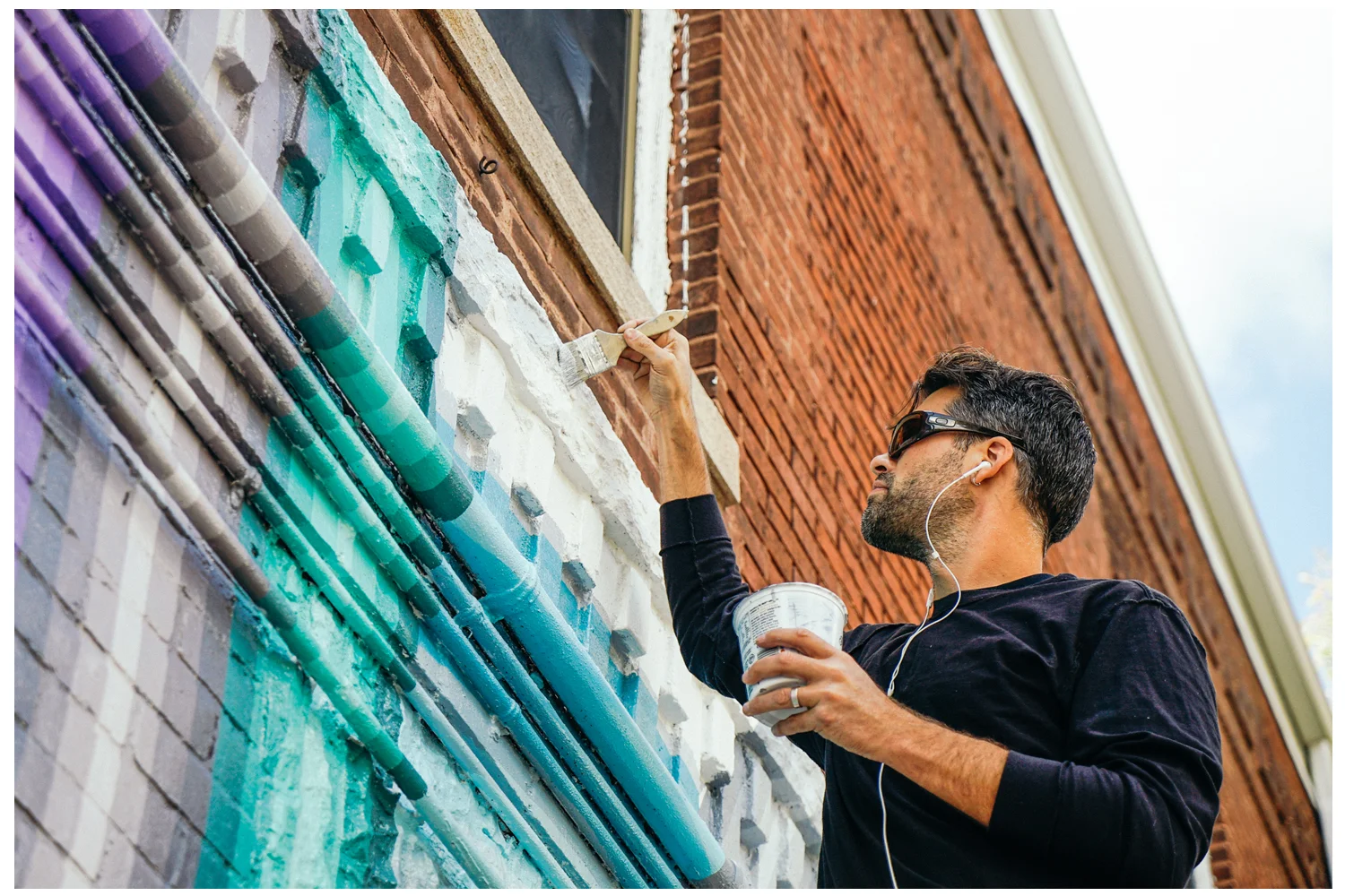 Sunshine and Shadows...process Enamel on Brick 17 x 60 feet 2015