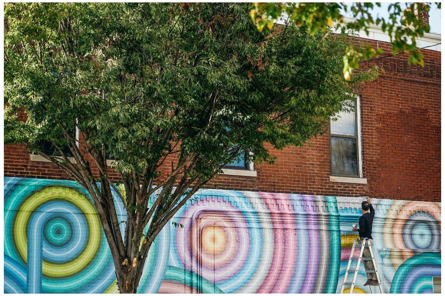 Sunshine and Shadows...process Enamel on Brick 17 x 60 feet 2015