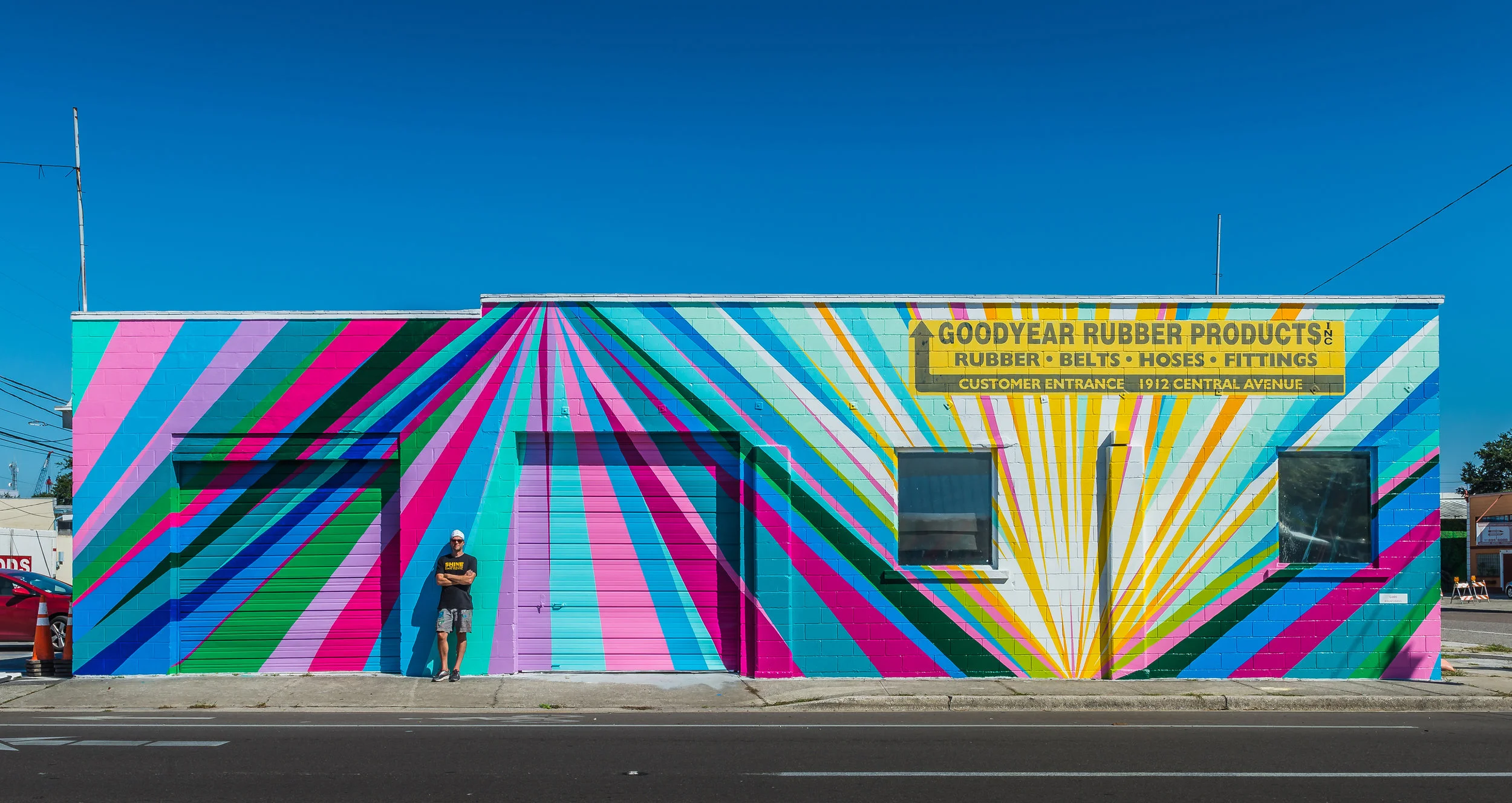 A New Day 15 x 57 feet enamel on building 2018 Part of the SHINE Mural Festival 2018 Photo by Edel Mohr