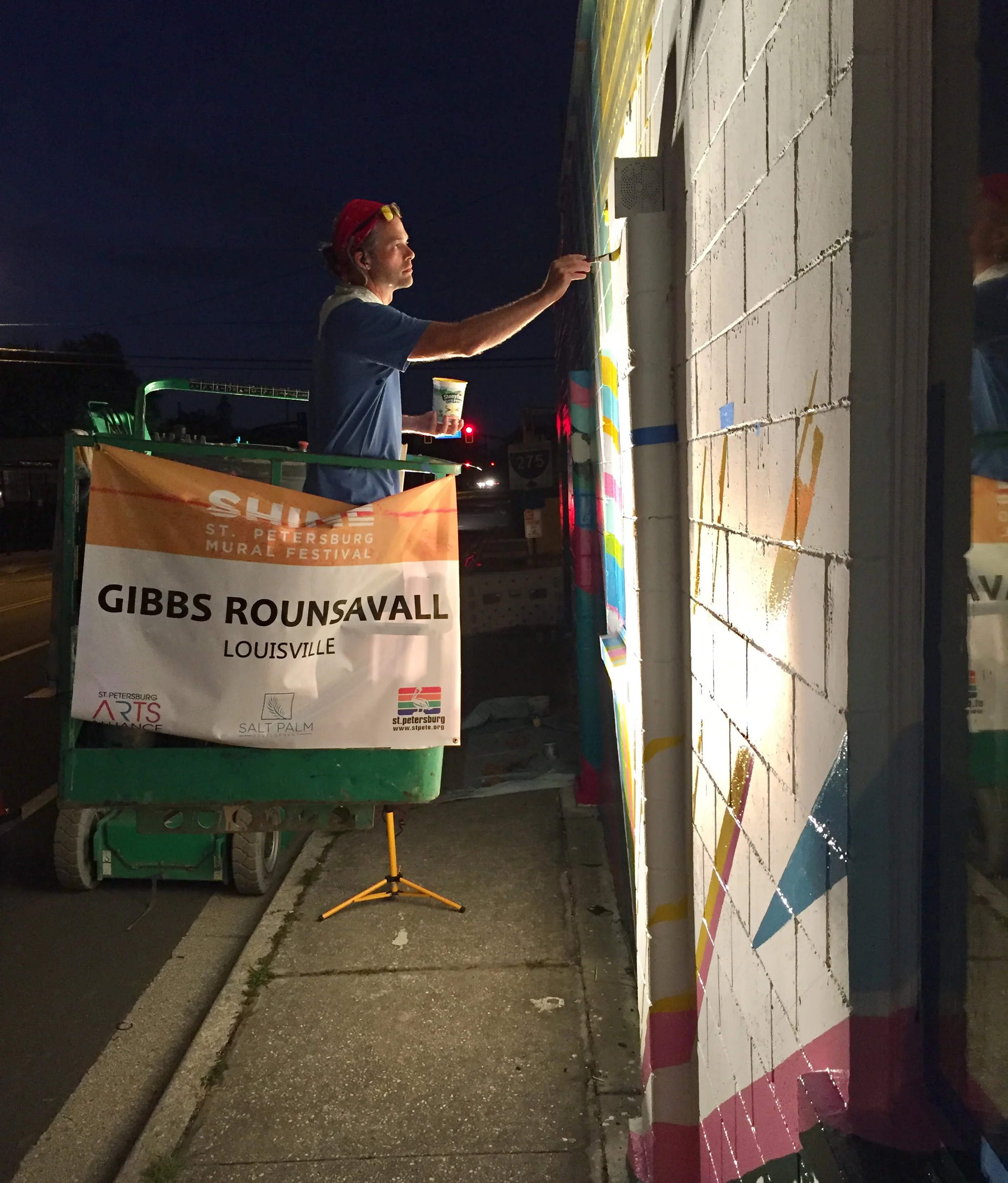 A New Day (detail2) 15 x 57 feet enamel on building 2018 Part of the SHINE Mural Festival 2018