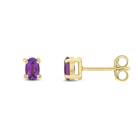 9ct Gold Amethyst Stud Earrings