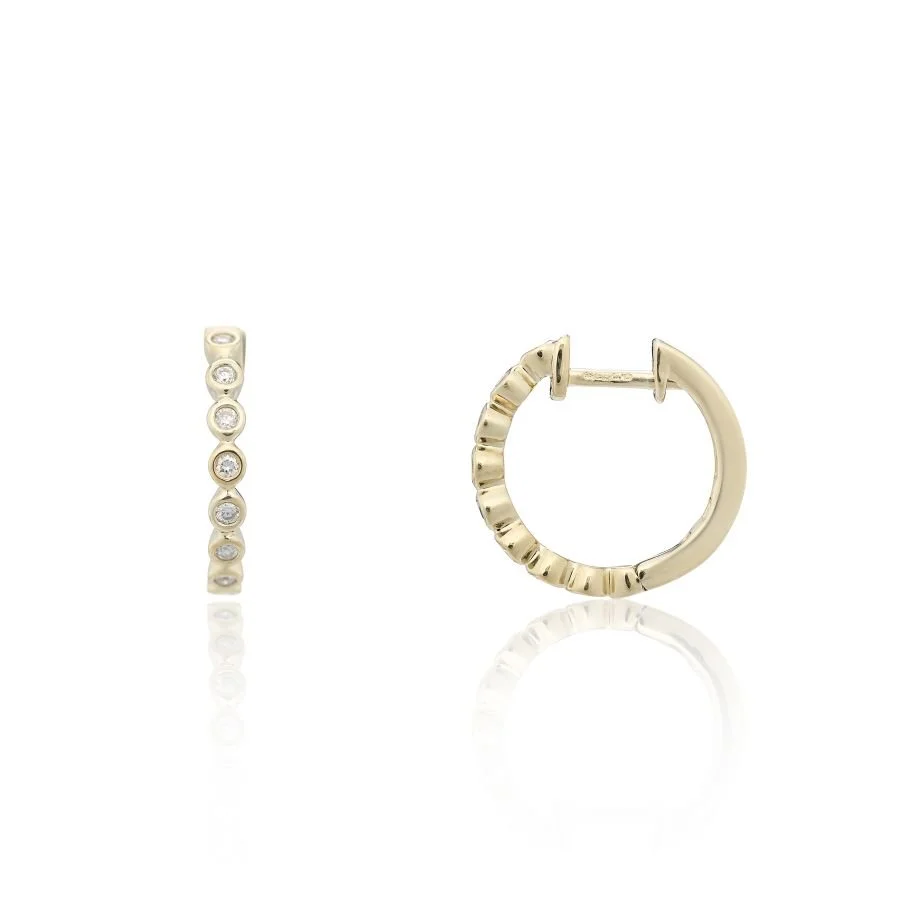 9ct Gold Diamond "Huggie" Hoop Earrings