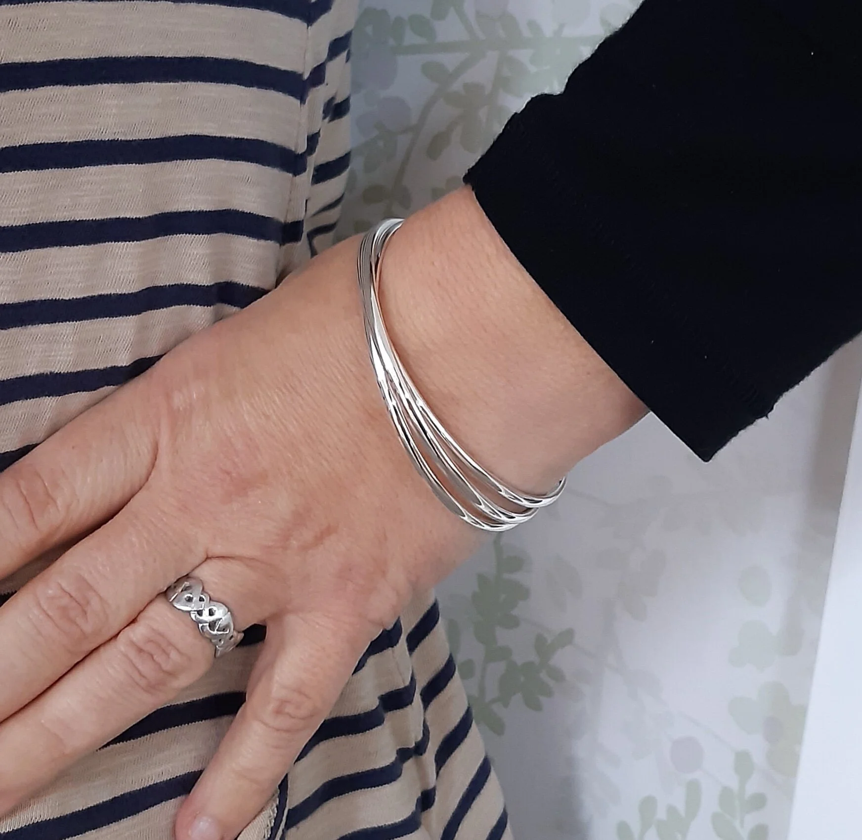 Silver Russian Triple Bangle