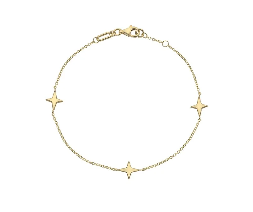9ct Yellow Gold Triple Star Bracelet