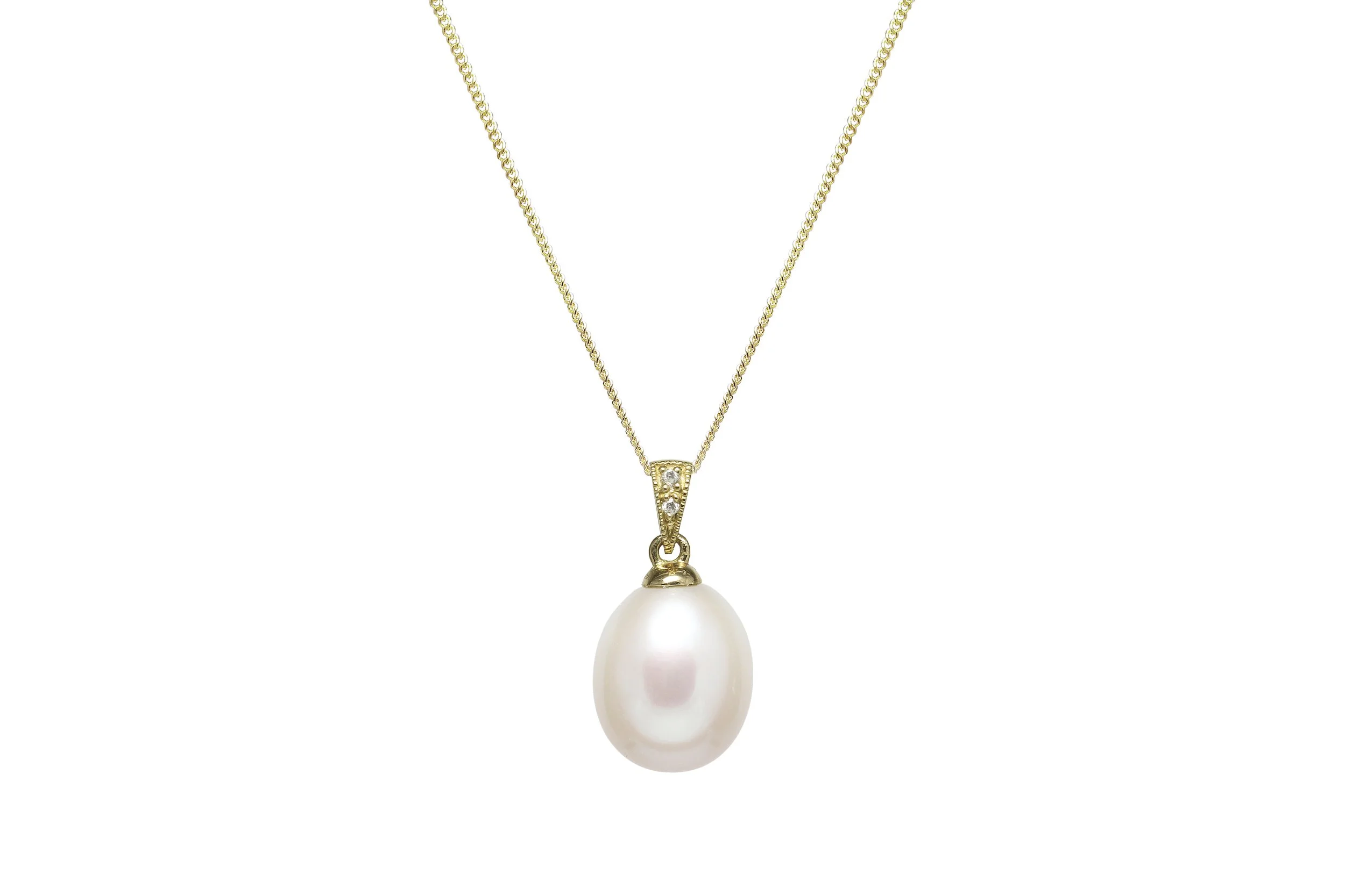18ct Cultured Pearl & Diamond Gold Pendant