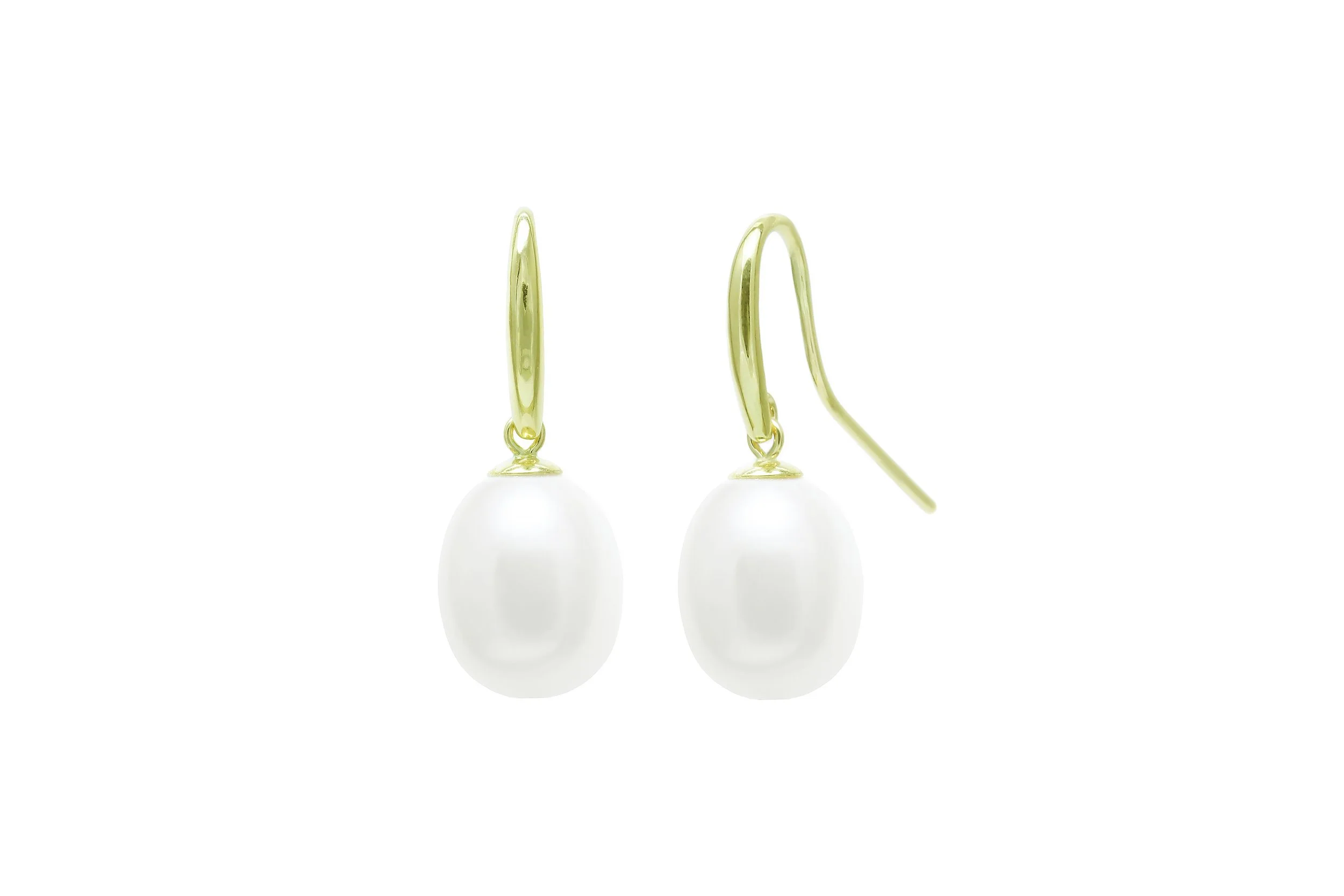 9ct Gold Cultured Pearl  Hook Drop Earrings