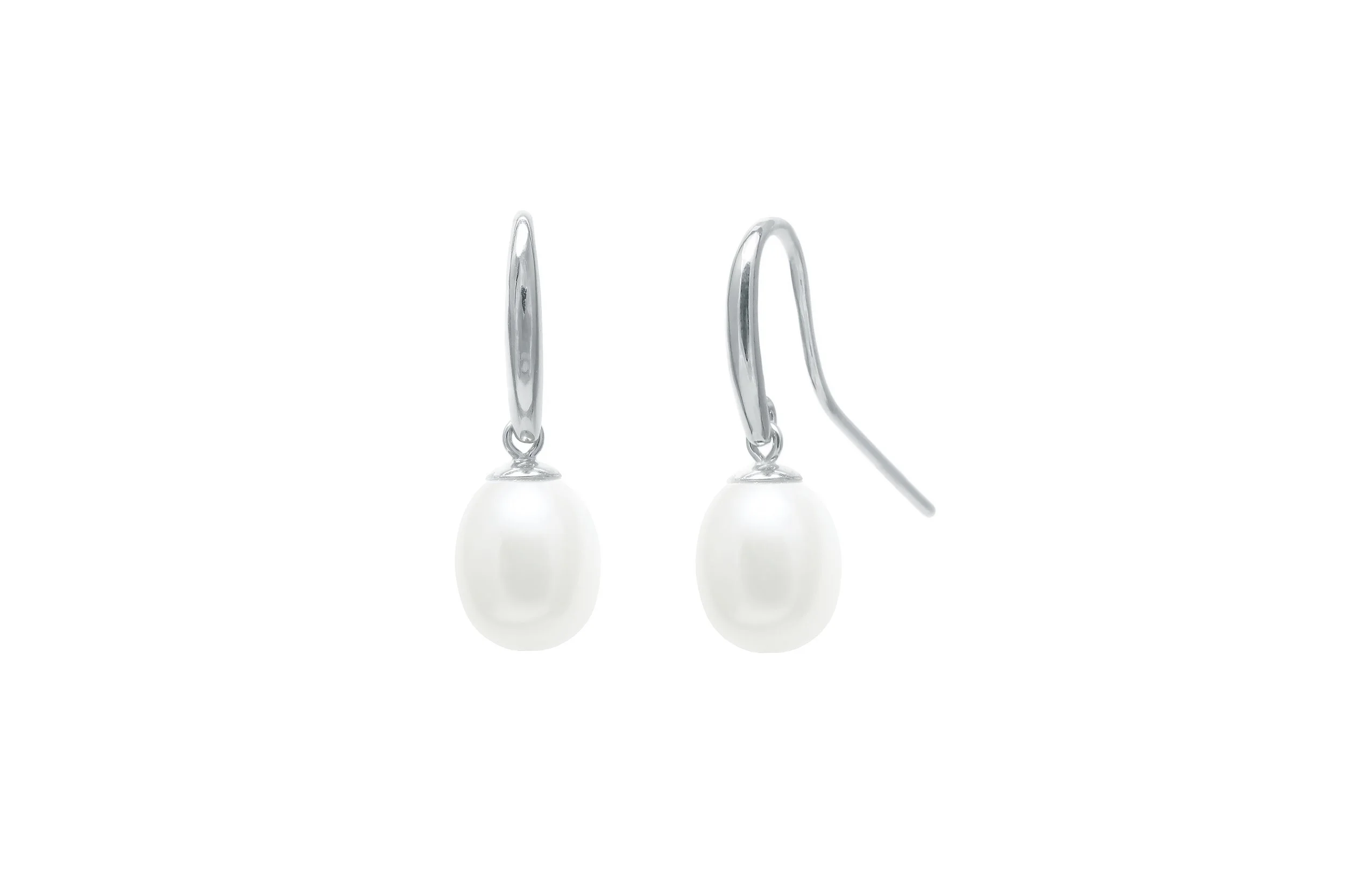 Sterling Silver Cultured Pearl  Hook Drop Earrings