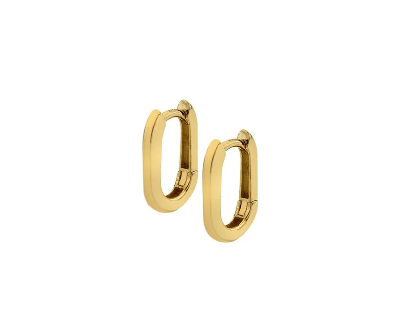 9ct Gold 15mm Rectangular Huggie Hoops