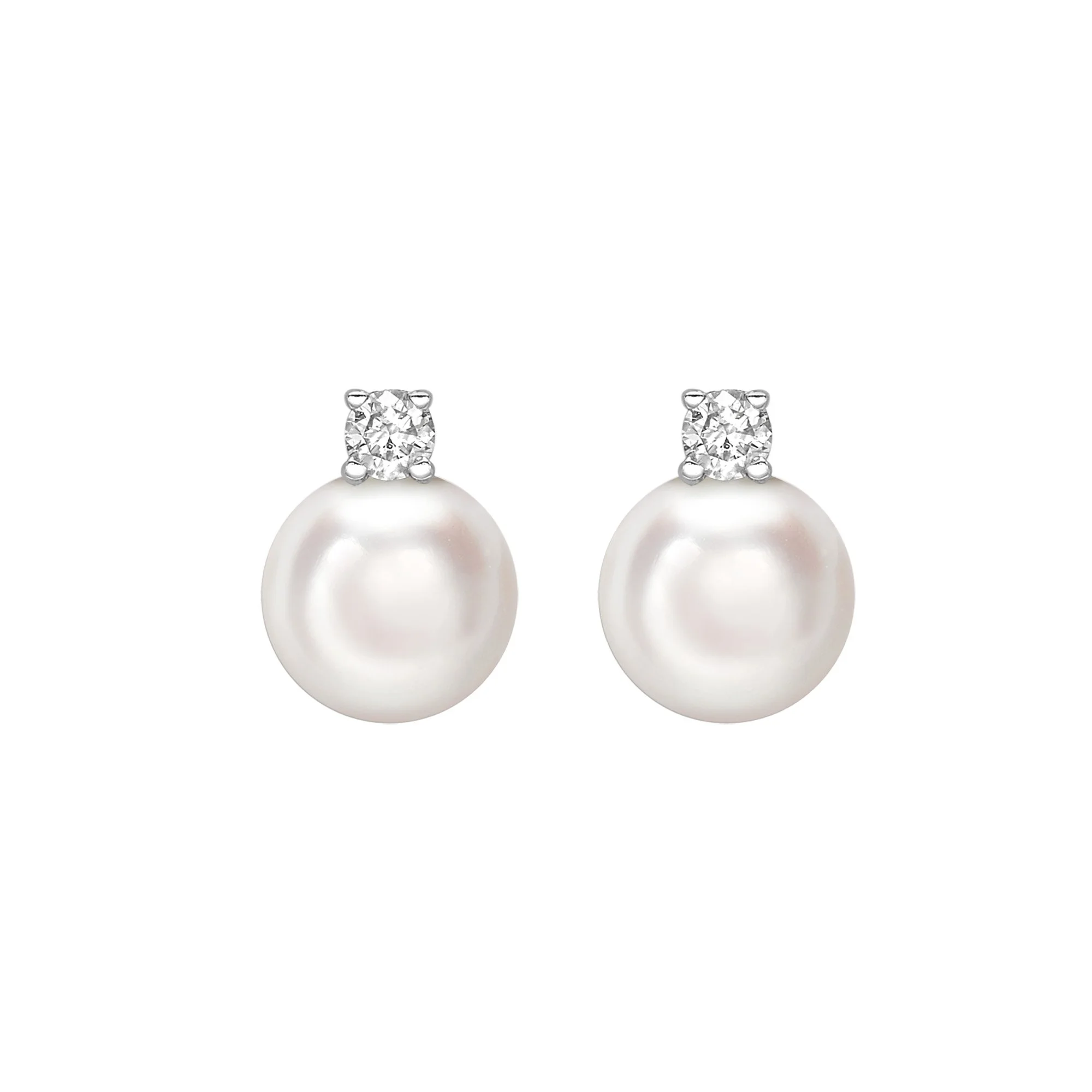 Akoya Pearl and Diamond Stud Earrings 18ct Gold