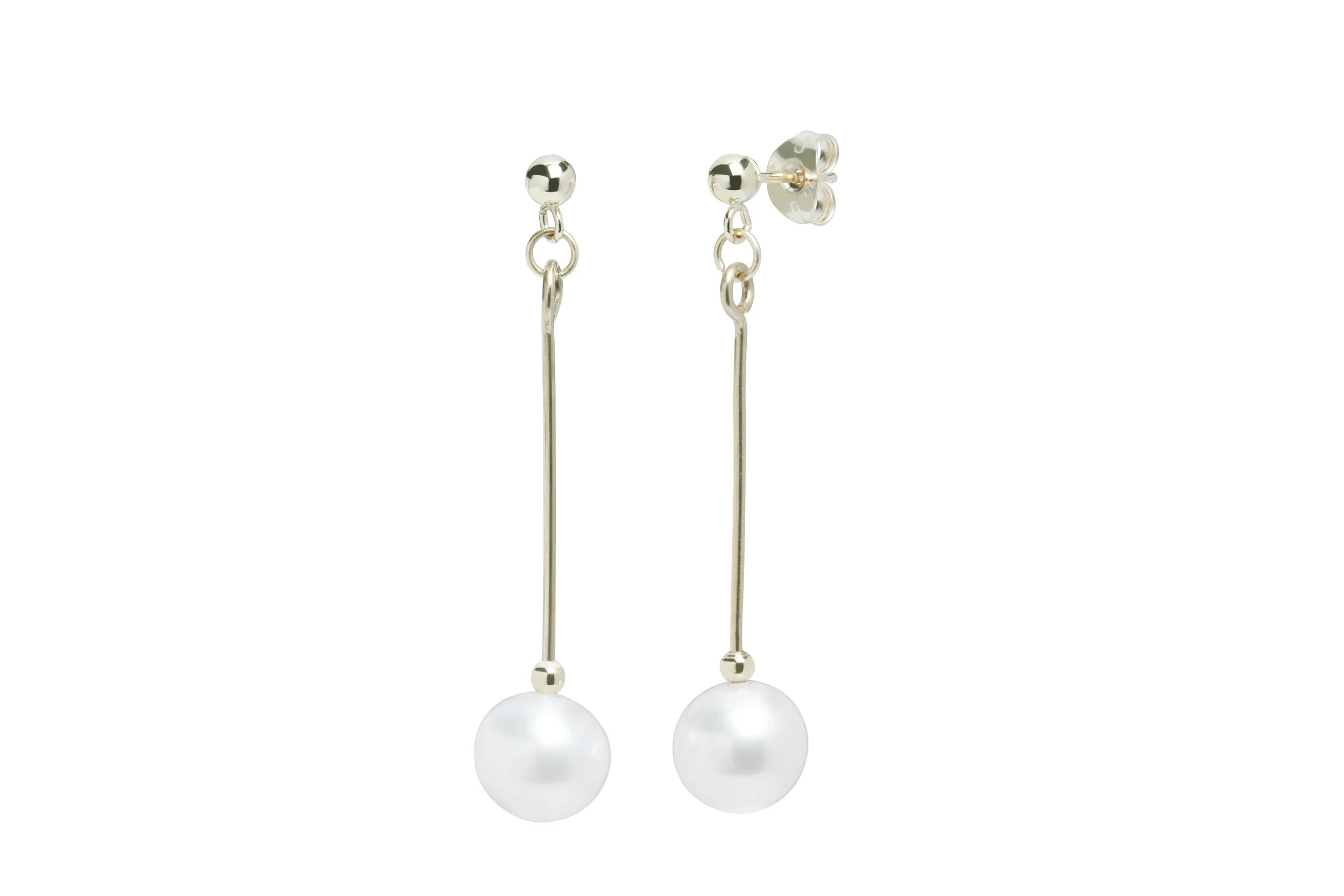 9ct Gold Cultured Pearl  Long Drop Earrings