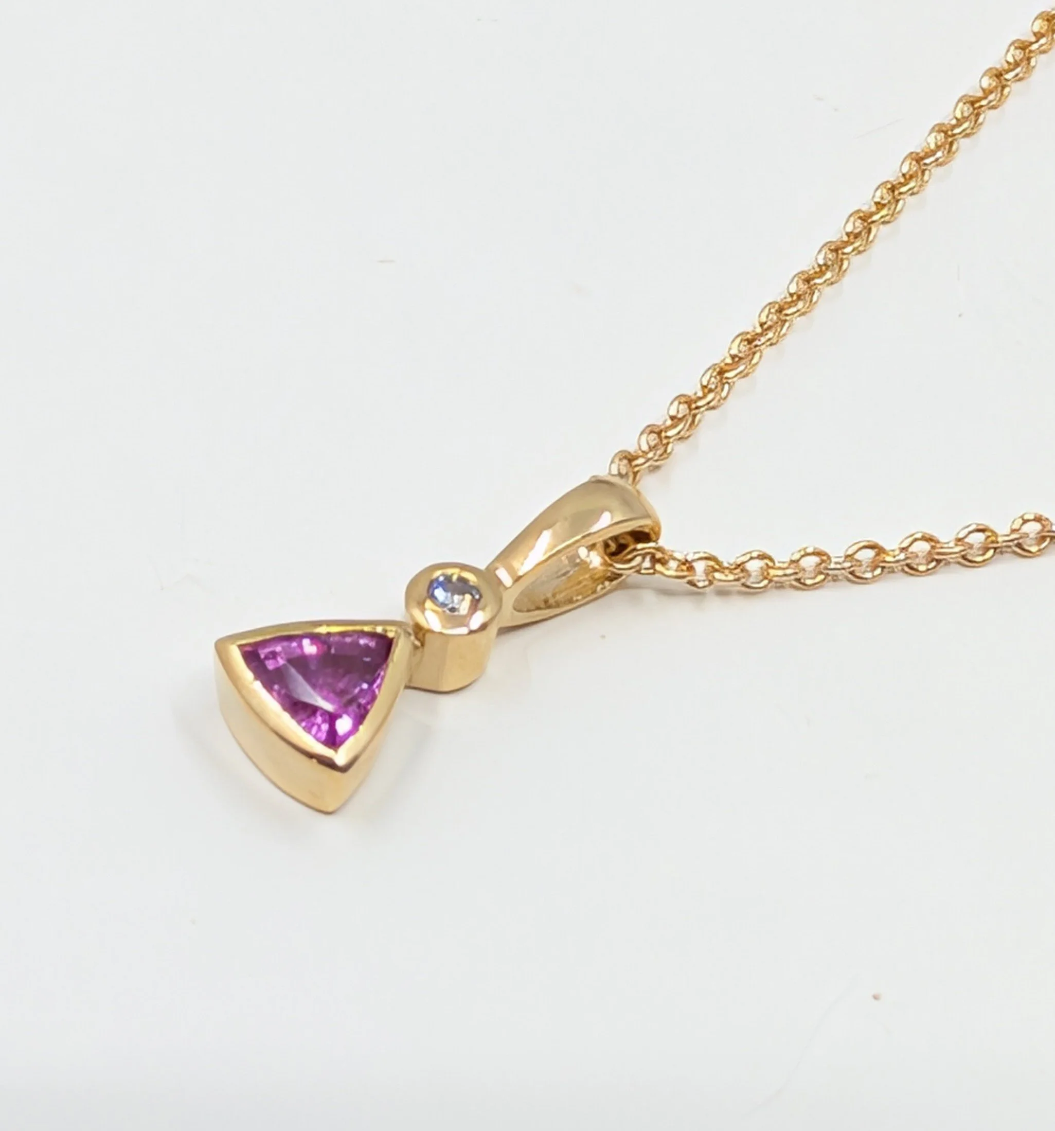 9ct Gold Pink Sapphire & Diamond Necklace