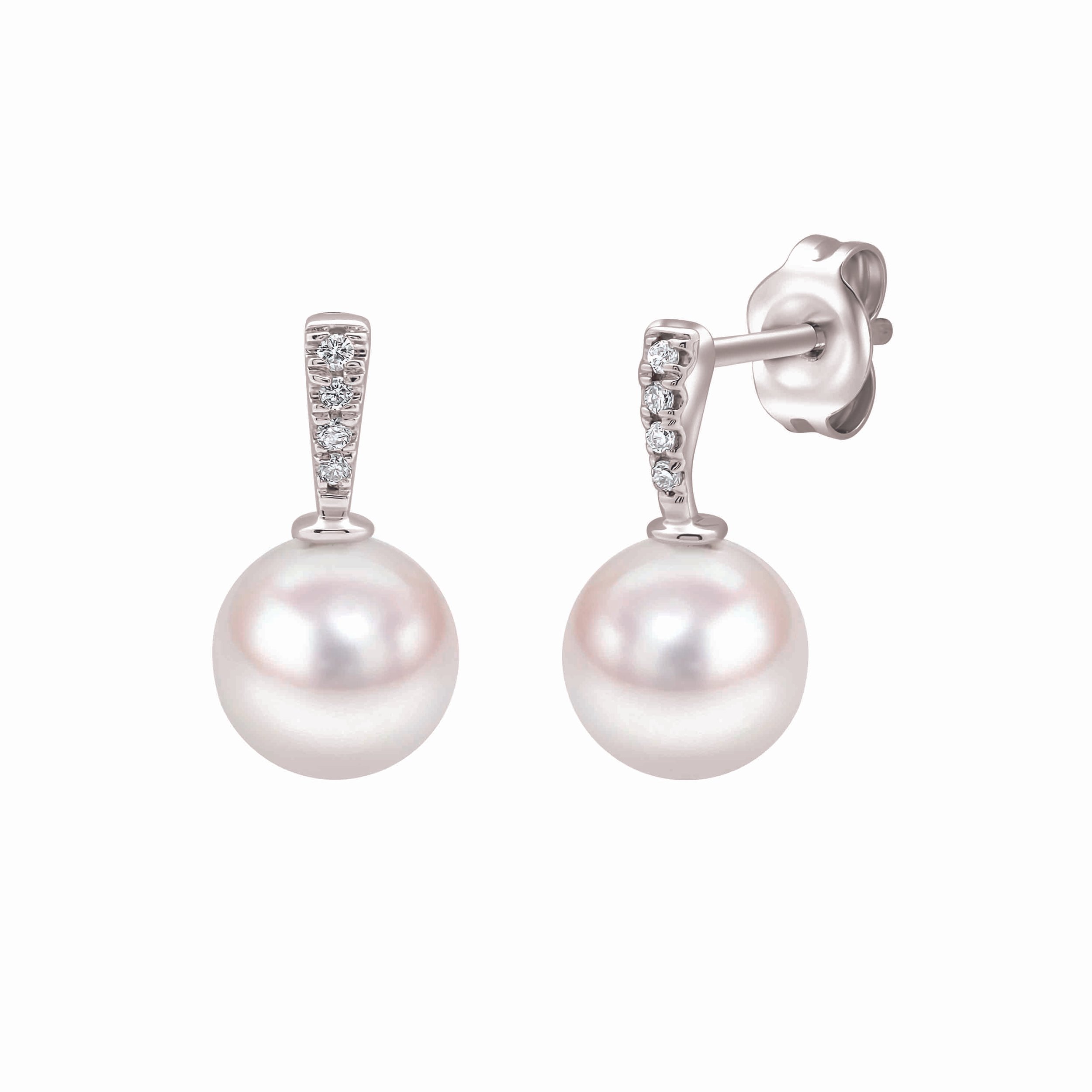 9ct Gold Cultured Pearl & Diamond Earrings