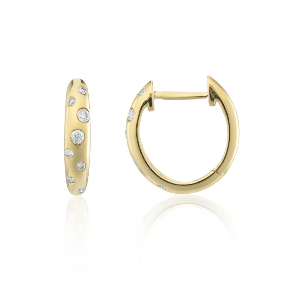 9ct Gold Diamond Hoops