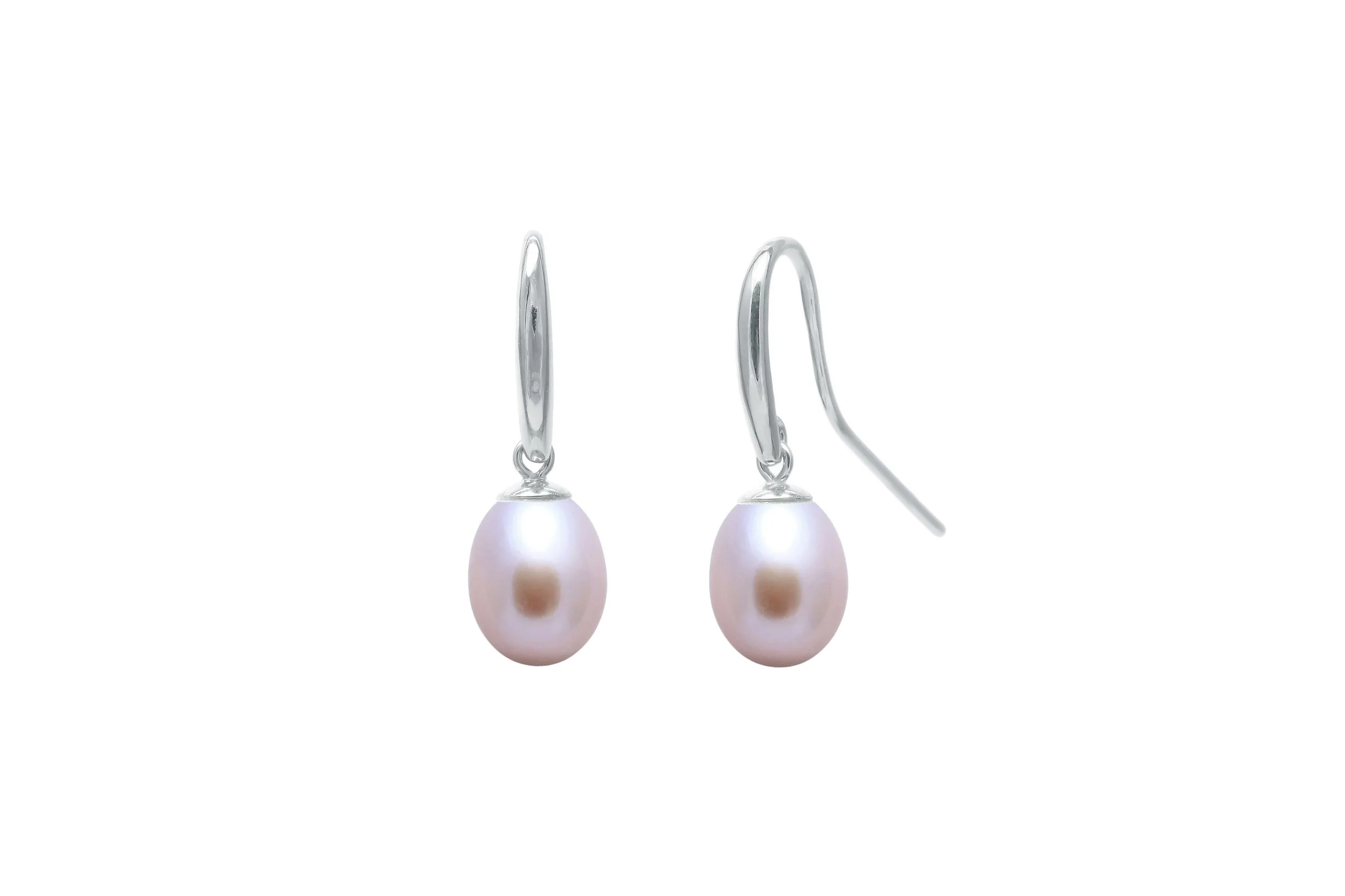 Sterling Silver Cultured Pearl  Hook Drop Earrings