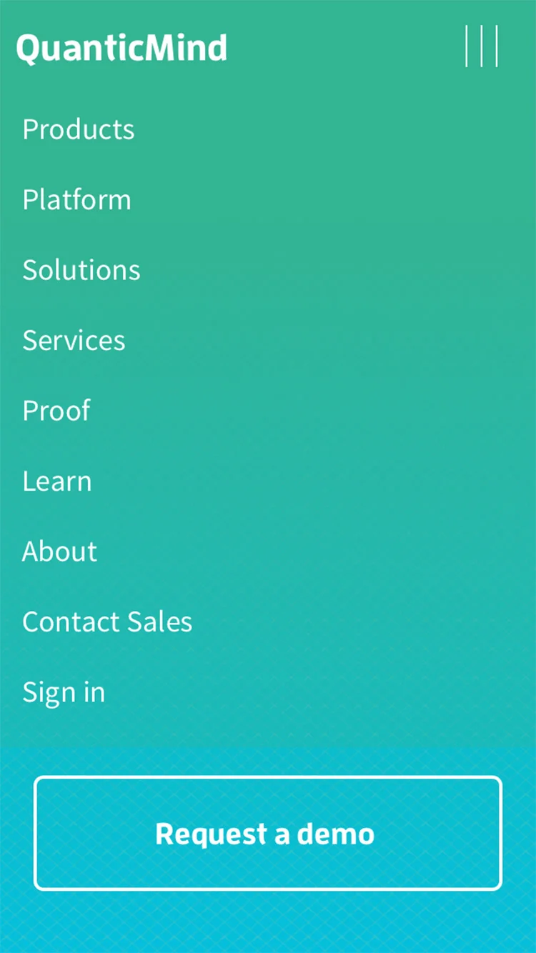 QuanticMind Mobile Menu