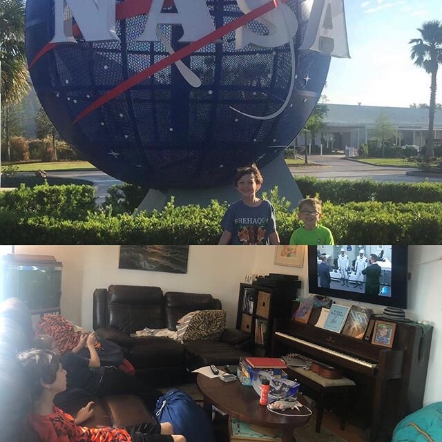 These boys are ready to watch a rocket launch! 🚀