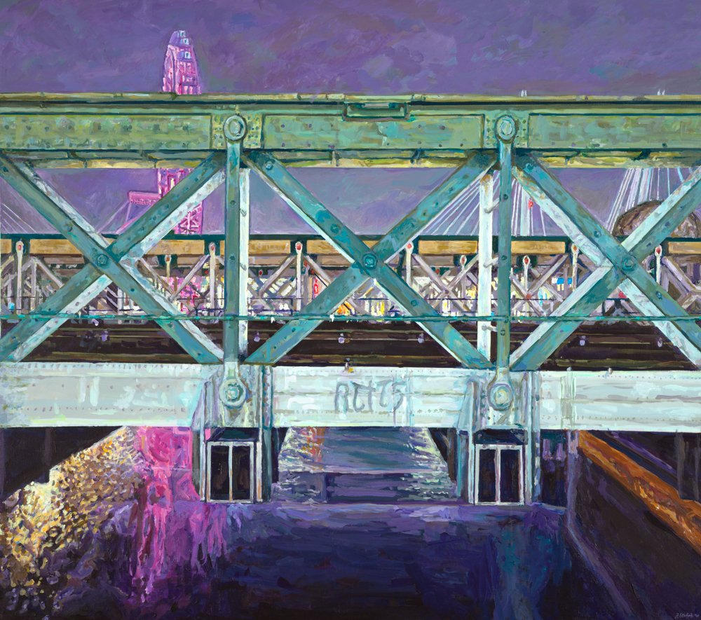 Paul Ettedgui - London artist painted 'Bridge With Purple Sky'
