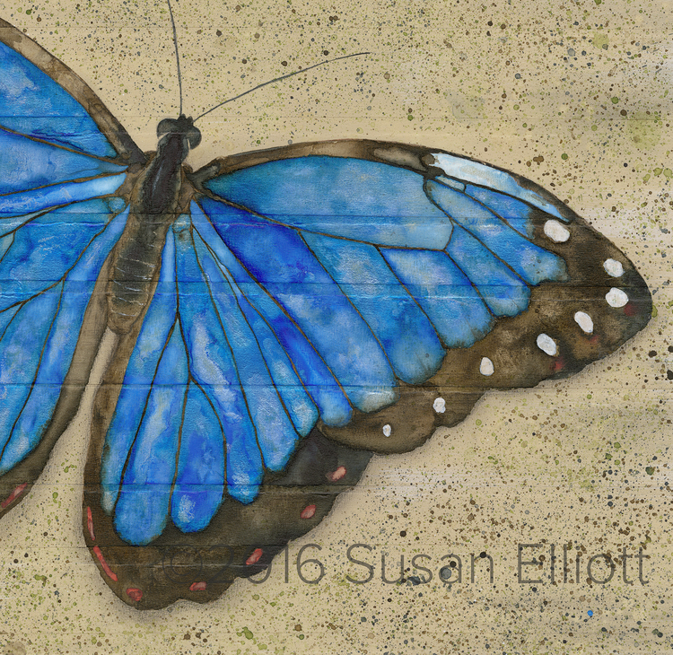 christmas gift butterfly painting butterfly wall motif butterfly print blue butterfly artwork Blue triangle butterfly print