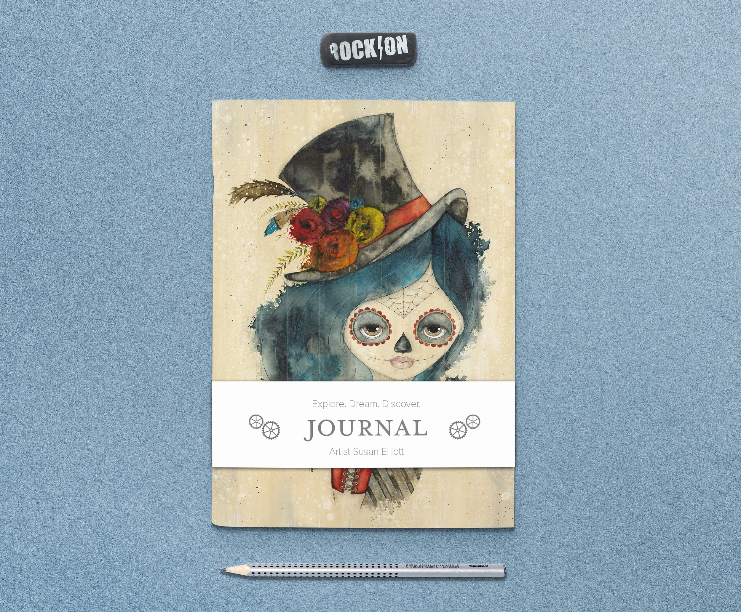 Dia de Los Muertos Top Hat Girl Journal 