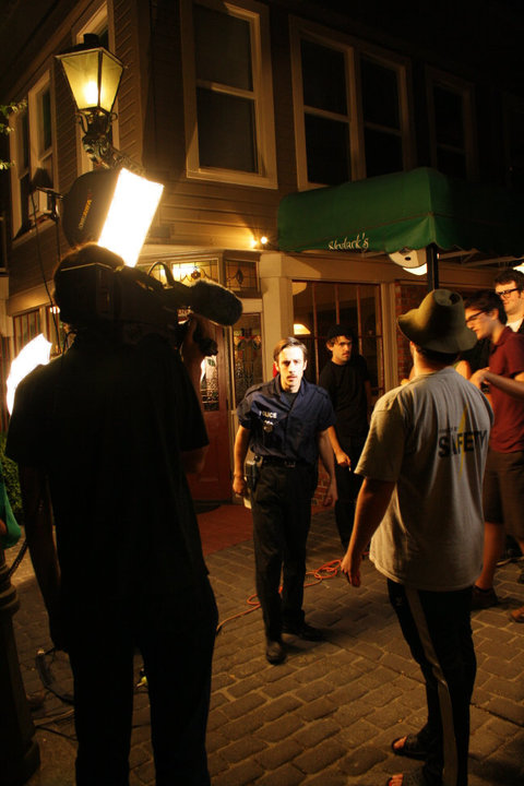 On the set of 'Cop Story.'