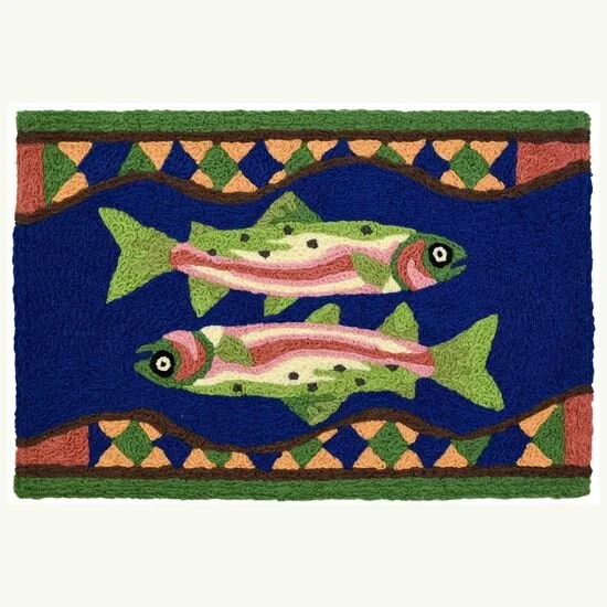 Trout Rug on Navy — Two Fish Gallery