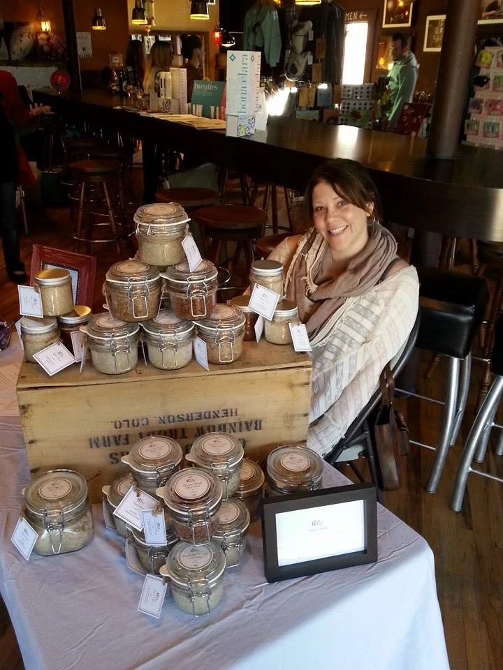 Local 46 Holiday Market - Bonnie with her hand-crafted organic sugar scrubs.