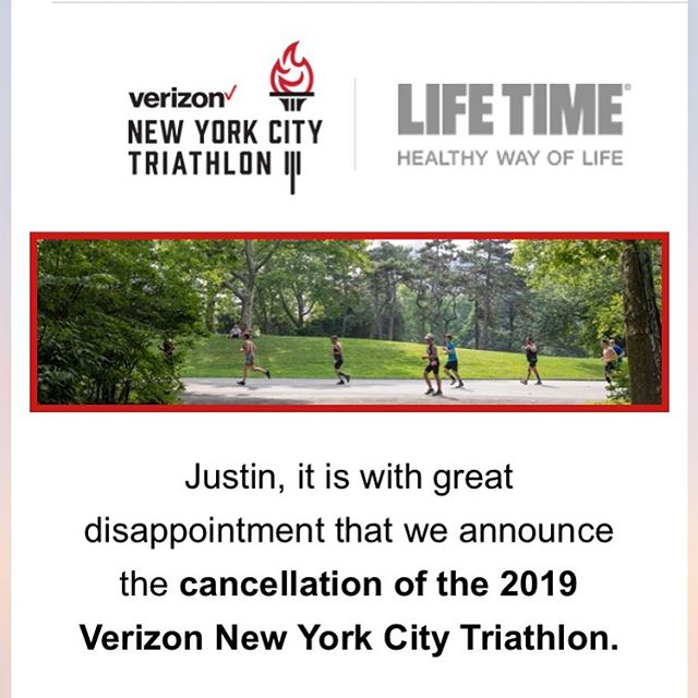Well this just happened... MAJOR RACE ANNOUNCEMENT! The #NYCTri has been canceled... @nyctriathlon 🏊🏽&zwj;♂️ 🚴🏽&zwj;♂️ 🏃🏾