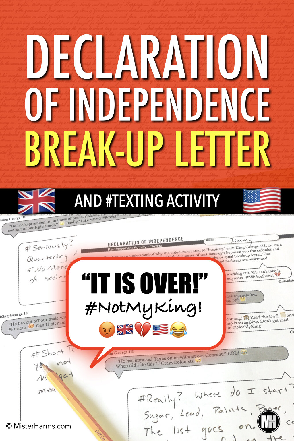 The Declaration of Independence Break Up Letter Activity Regarding Declaration Of Independence Worksheet Answers