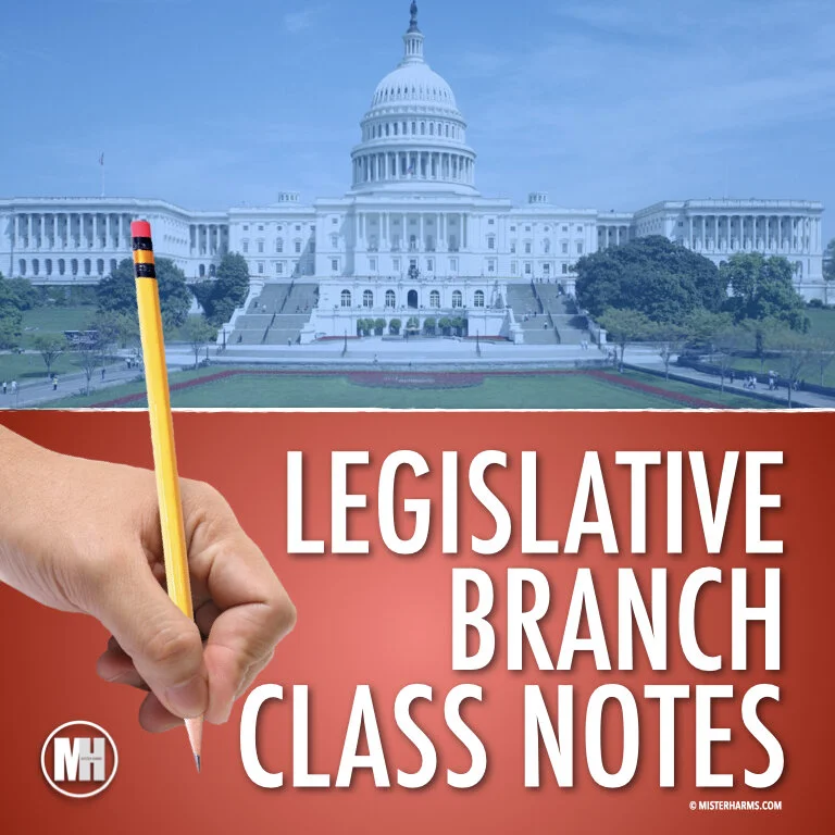 The Legislative Branch: Unit Notes & Worksheets for Government or Civics  Class | misterharms.com