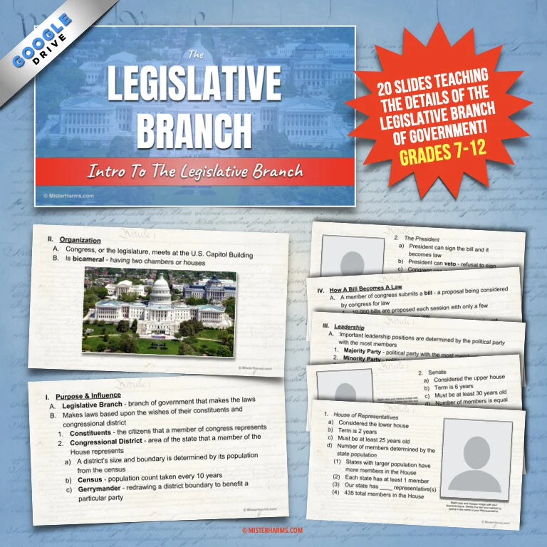 The Legislative Branch: Unit Notes & Worksheets for Government or Civics  Class | misterharms.com