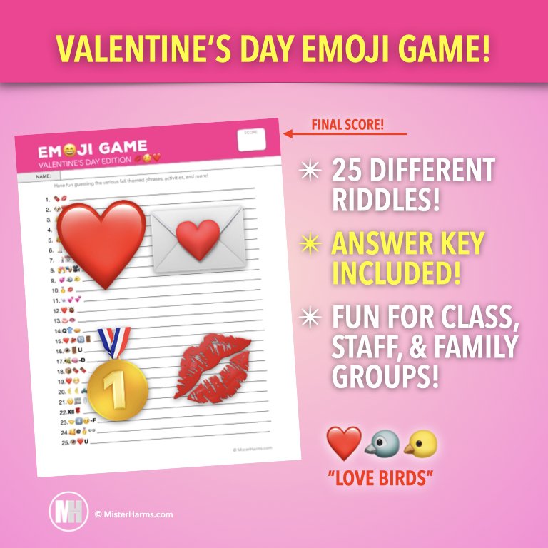 Valentines Day Emoji Pictionary Guessing Game