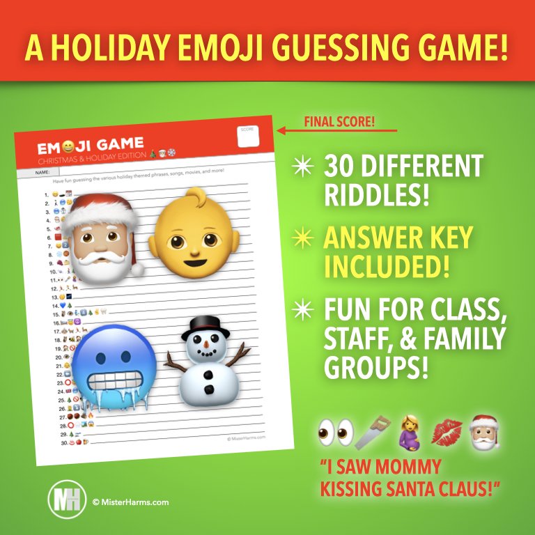Christmas holiday Party Emoji Pictionary Guessing Game