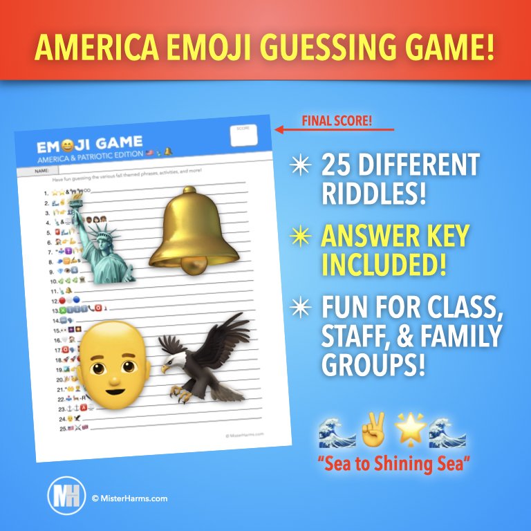 4th of July Independence Day Emoji Pictionary Guessing Game