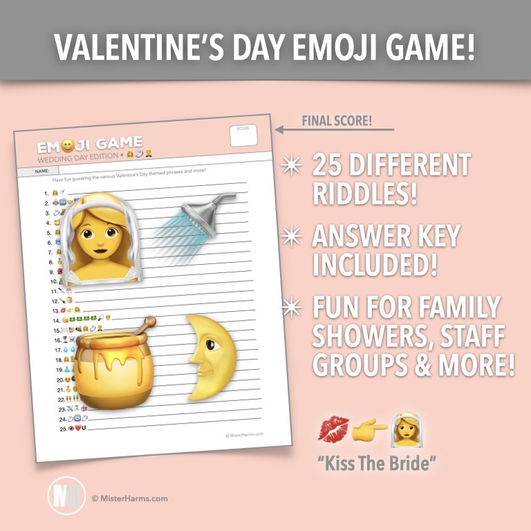 Bridal Shower Wedding Day Emoji Picitionary Guessing Game