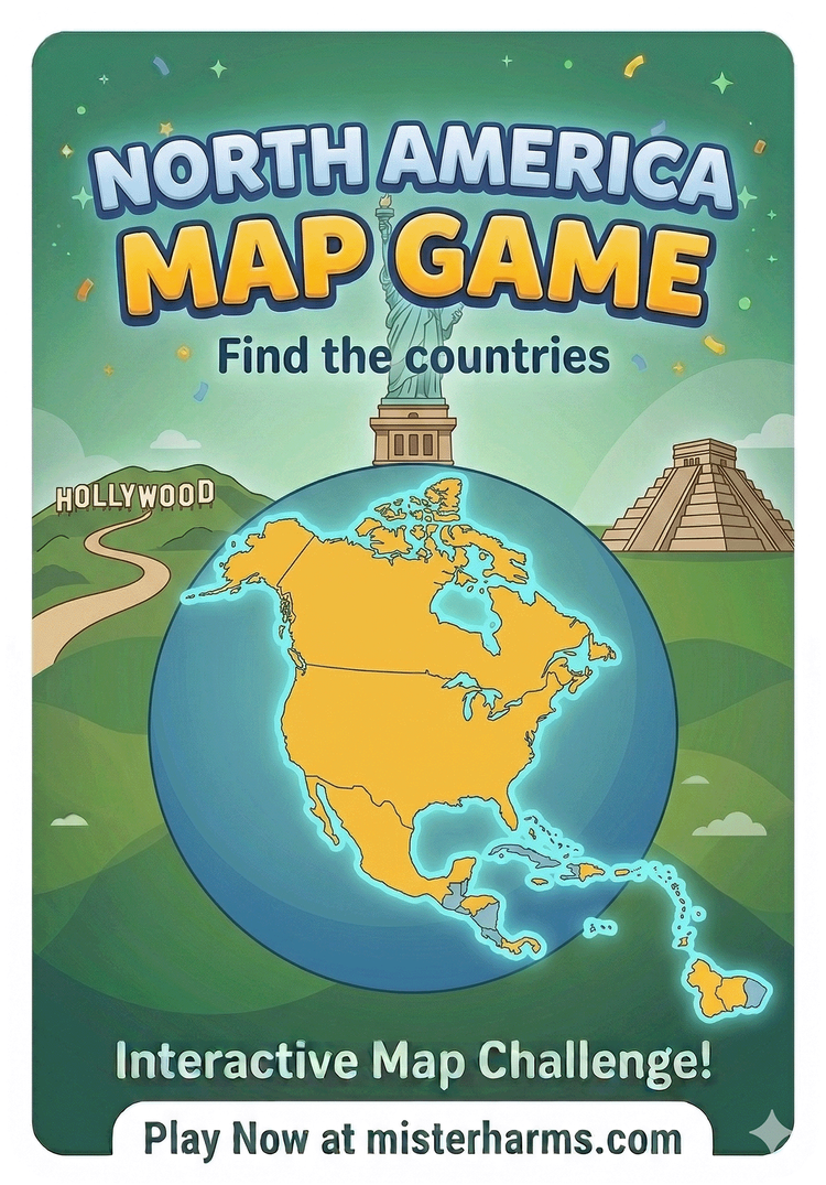Interactive North America Map Game: Free Geography Quiz