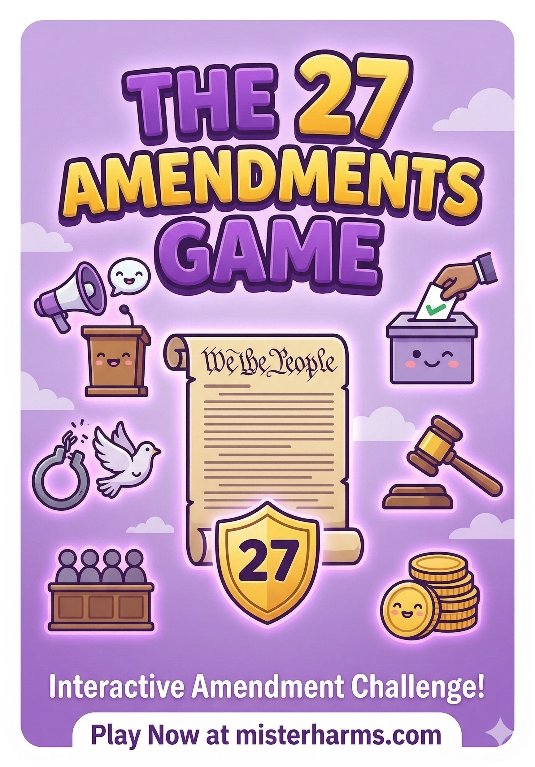 27 amendments game to help study the constitution for middle school and high school