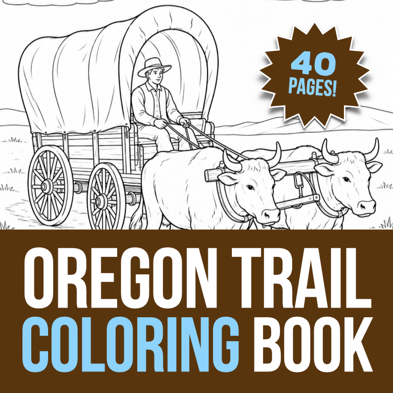 Oregon Trail Coloring Book Westward Expansion Pioneer Activity.png